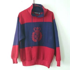 Vintage sweatshirt Nautical pullover beach red blue By Triples